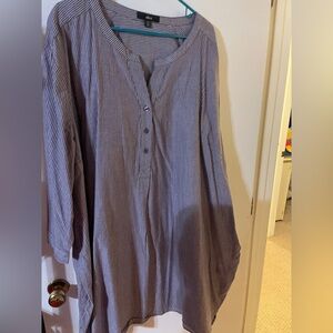 Ellos striped cotton tunic/dress blue and white 5x